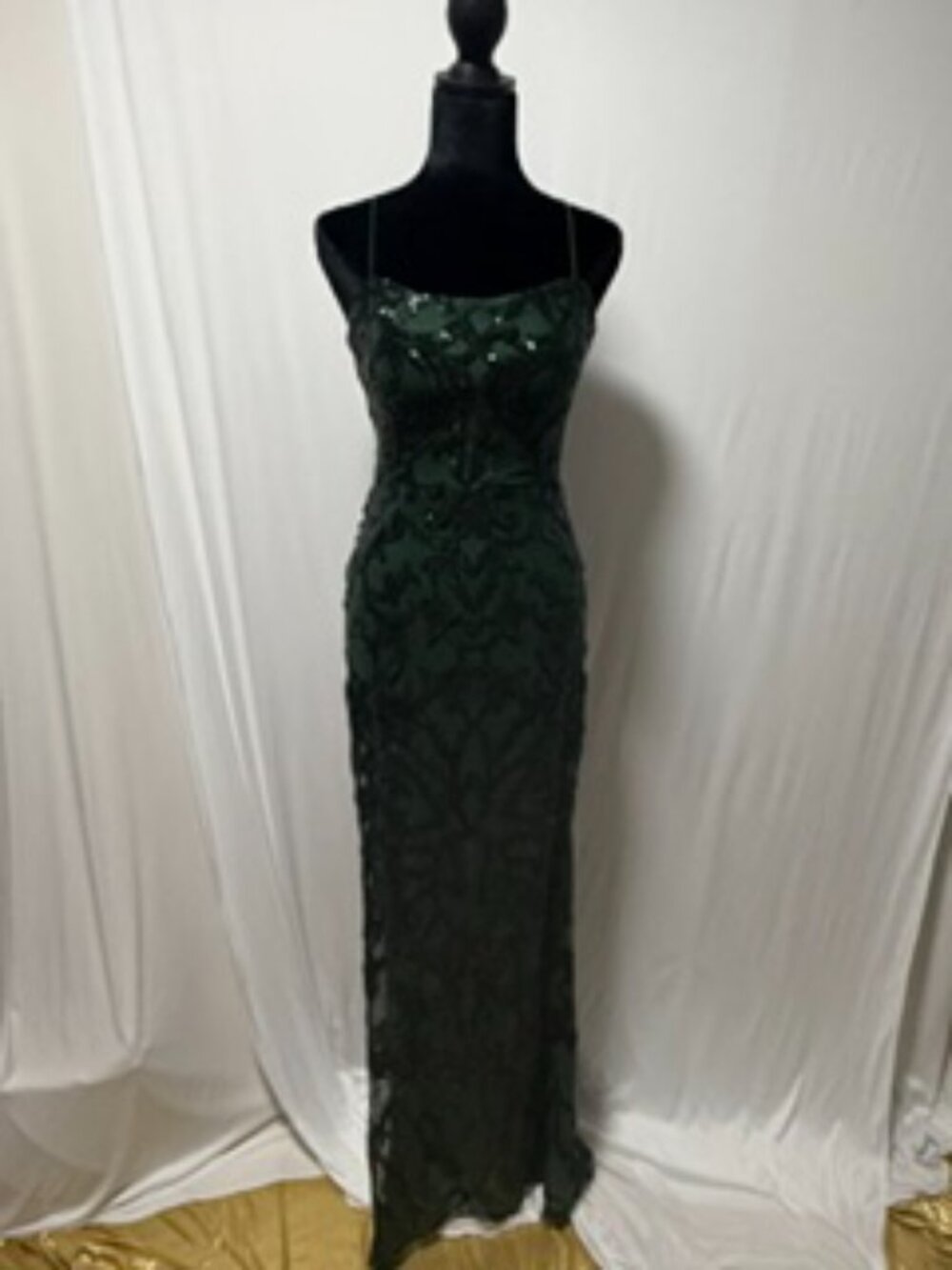 NEXT/UP Emerald Green Sequin Backless Mermaid Formal Gown Size 5/6